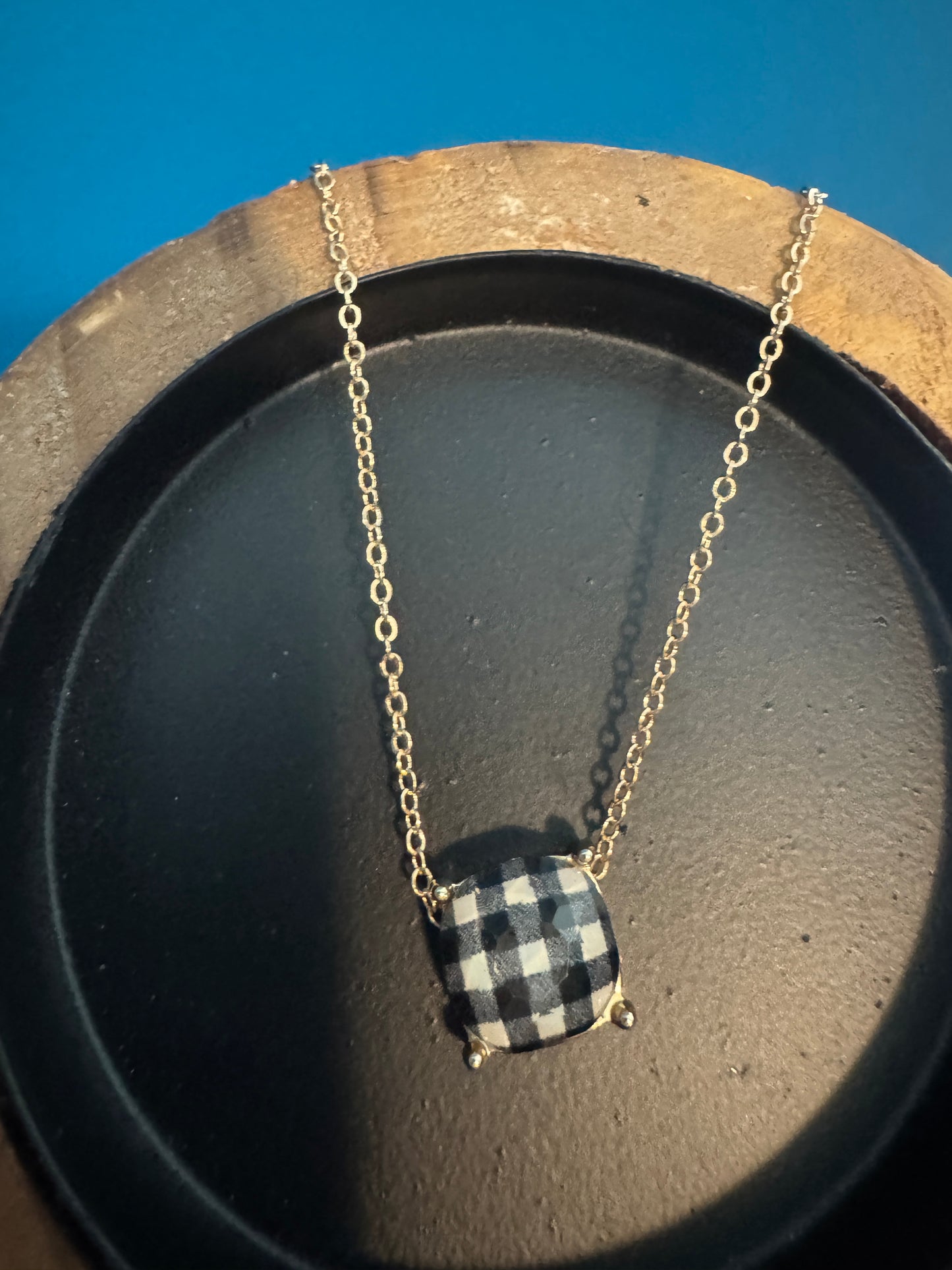 Buffalo Plaid Gold Necklace