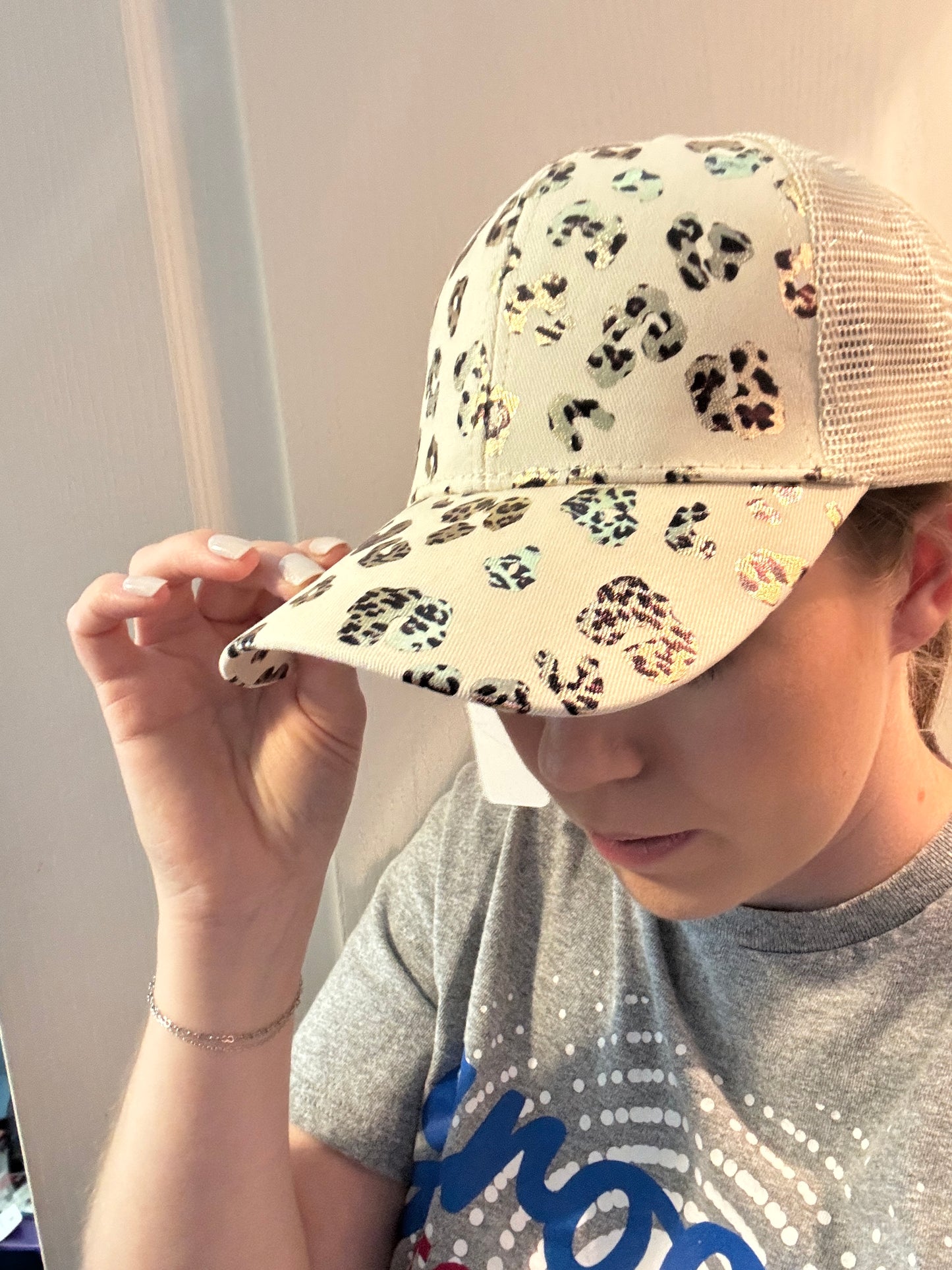 Tan Leopard Print Baseball Cap