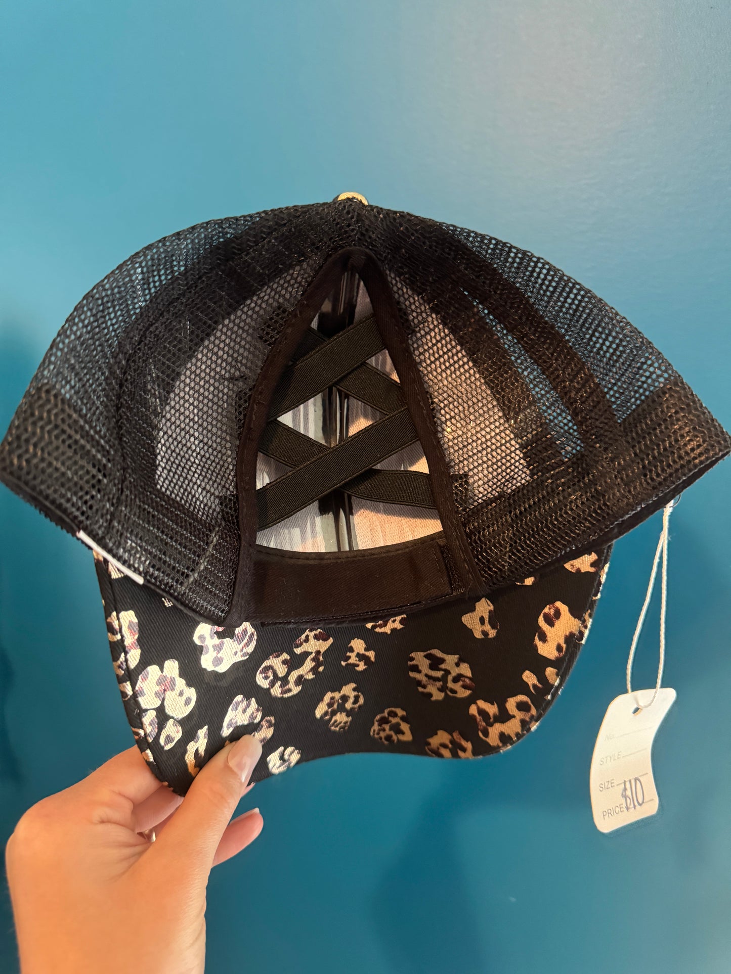 Black Leopard Print Baseball Cap