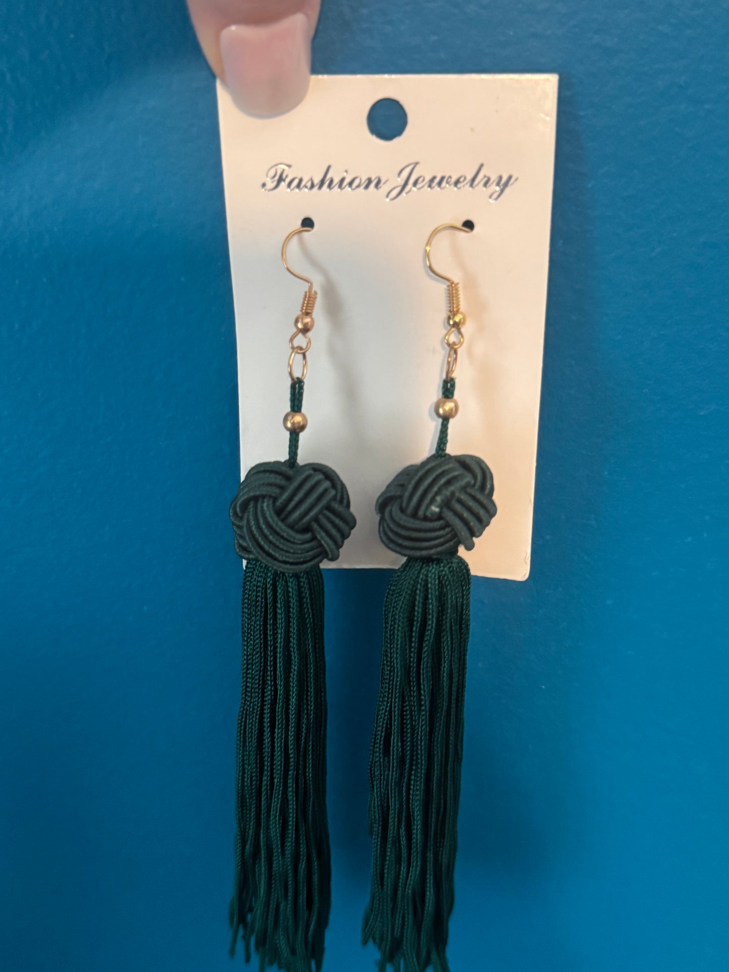 Green Tassel Earrings
