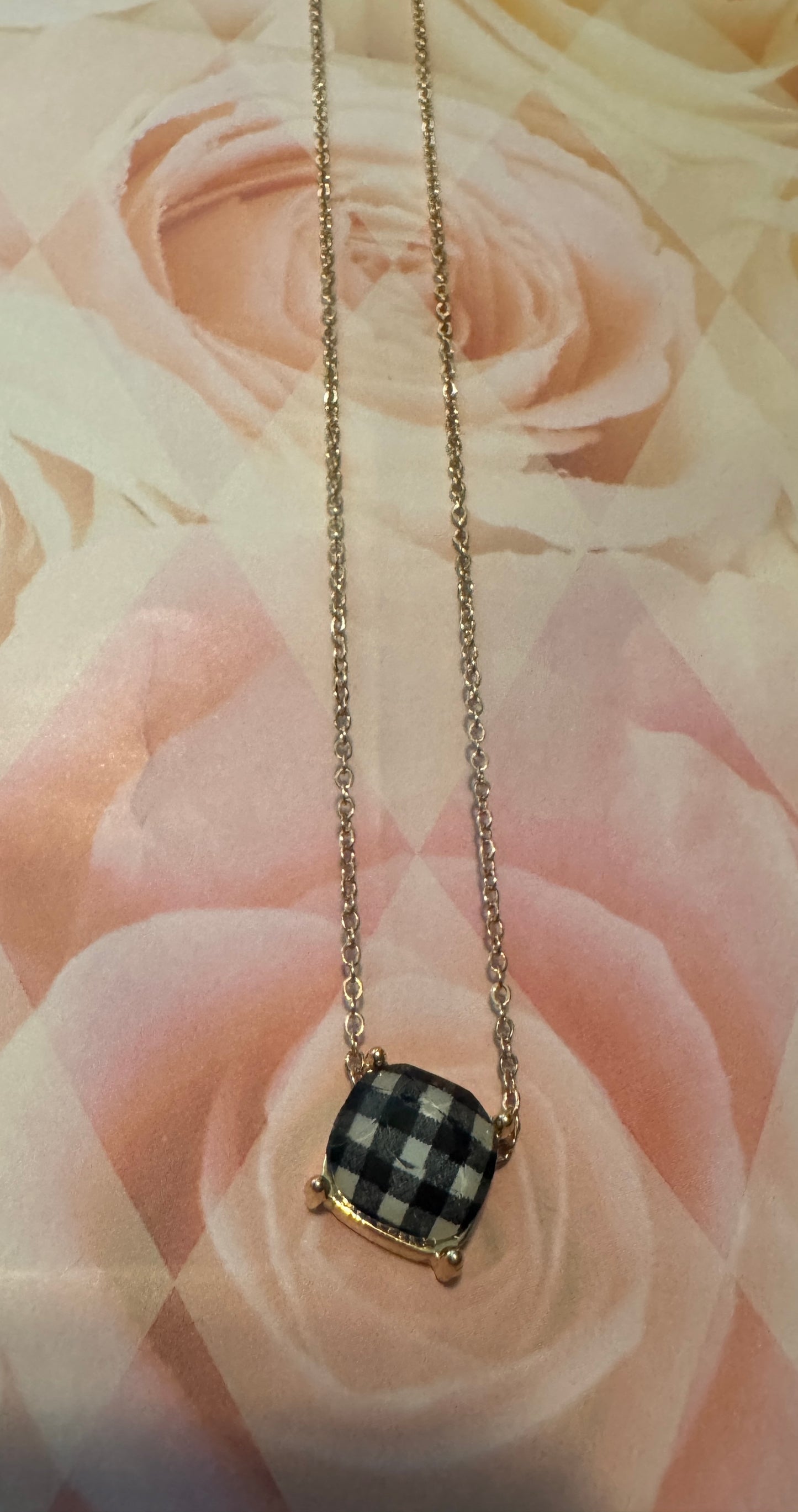 Buffalo Plaid Gold Necklace
