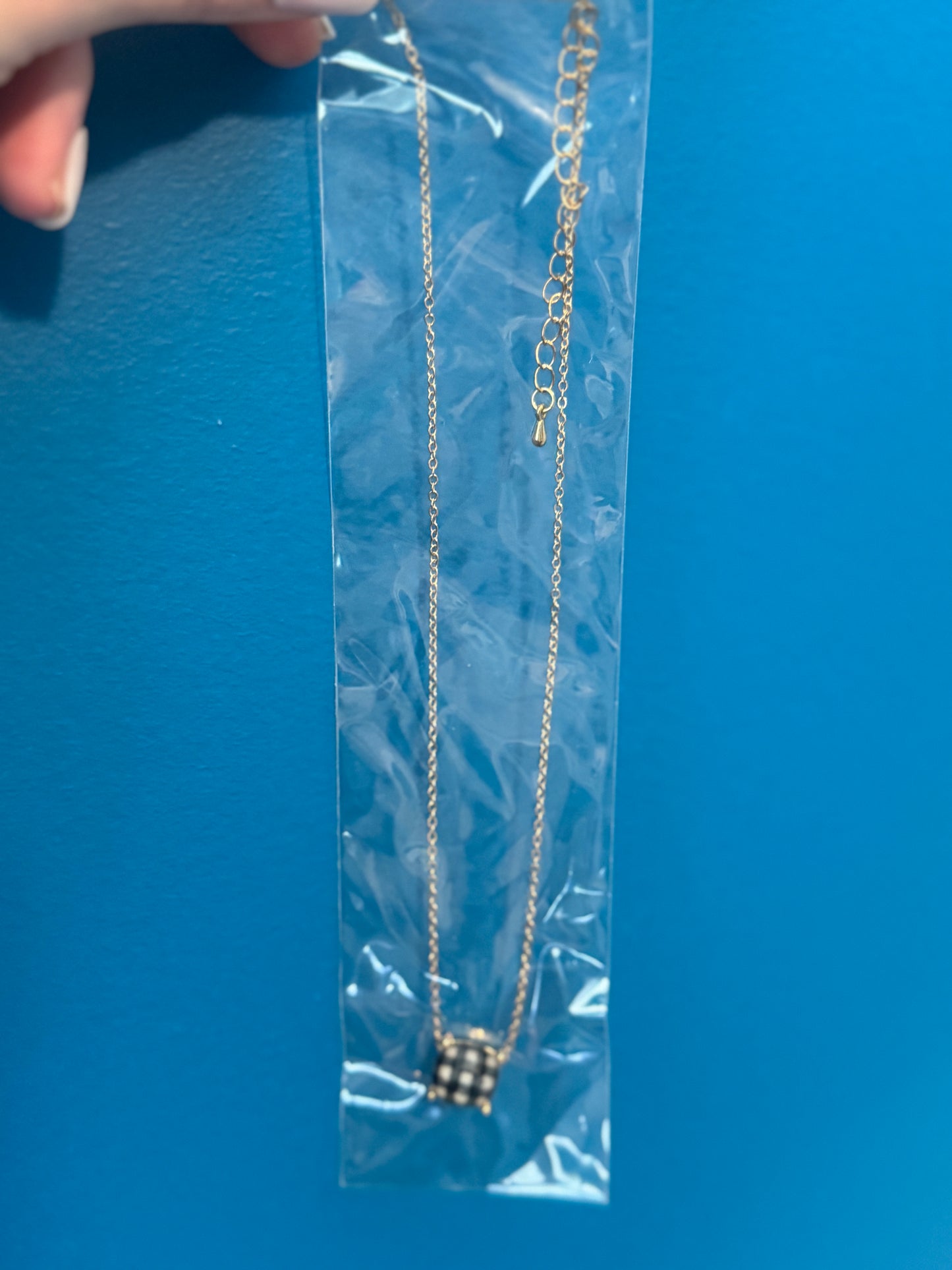 Buffalo Plaid Gold Necklace