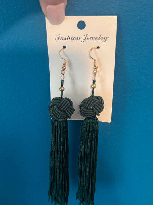 Green Tassel Earrings